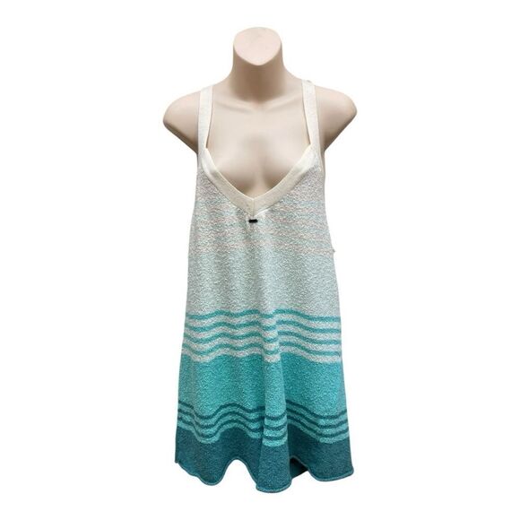 NWT O’Neill Blue Cream Romper Striped Swim Cover-Up Size M Surfer Beach Swim - Picture 1 of 7